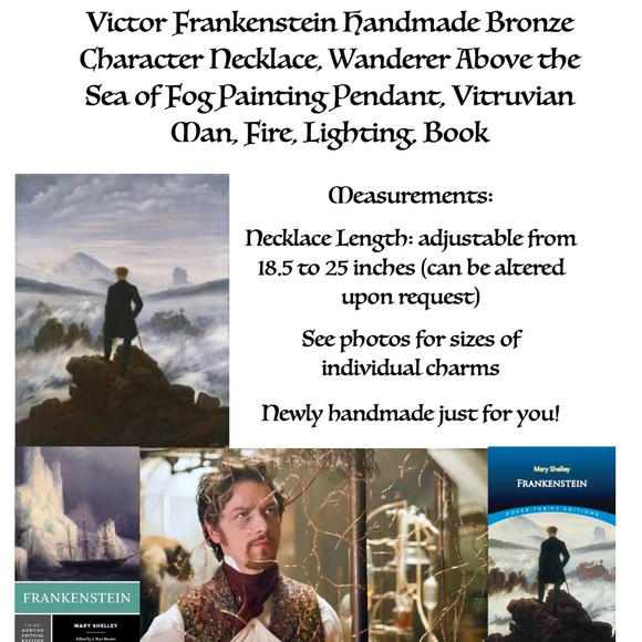 Victor Frankenstein Handmade Character Necklace, Wanderer Above the Sea of Fog - Picture 15 of 15